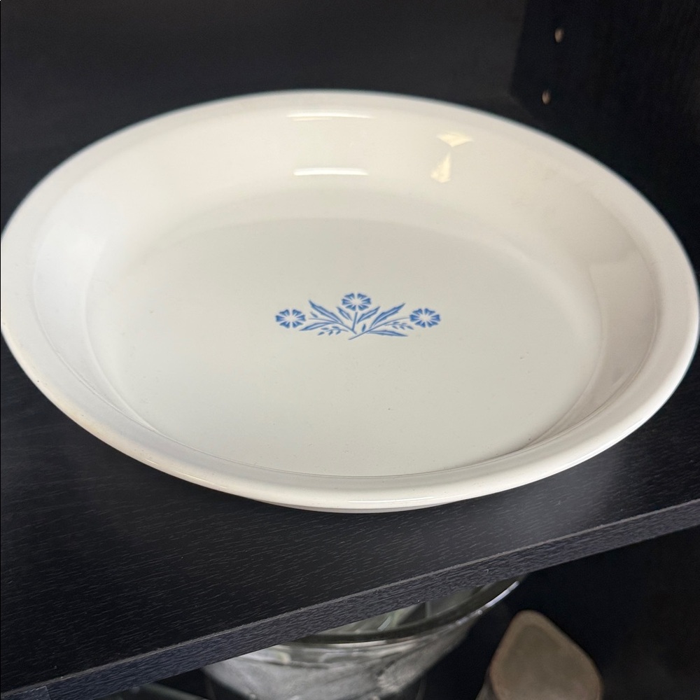 Classic White Plate with Blue Floral Accent